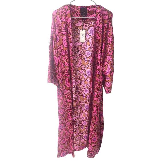River Island Pink Floral Duster - Size 16W - Brand New - Picture 1 of 6